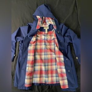 LL Bean Mackintosh Flannel Lined Coat Women's Size 2XL Navy Blue